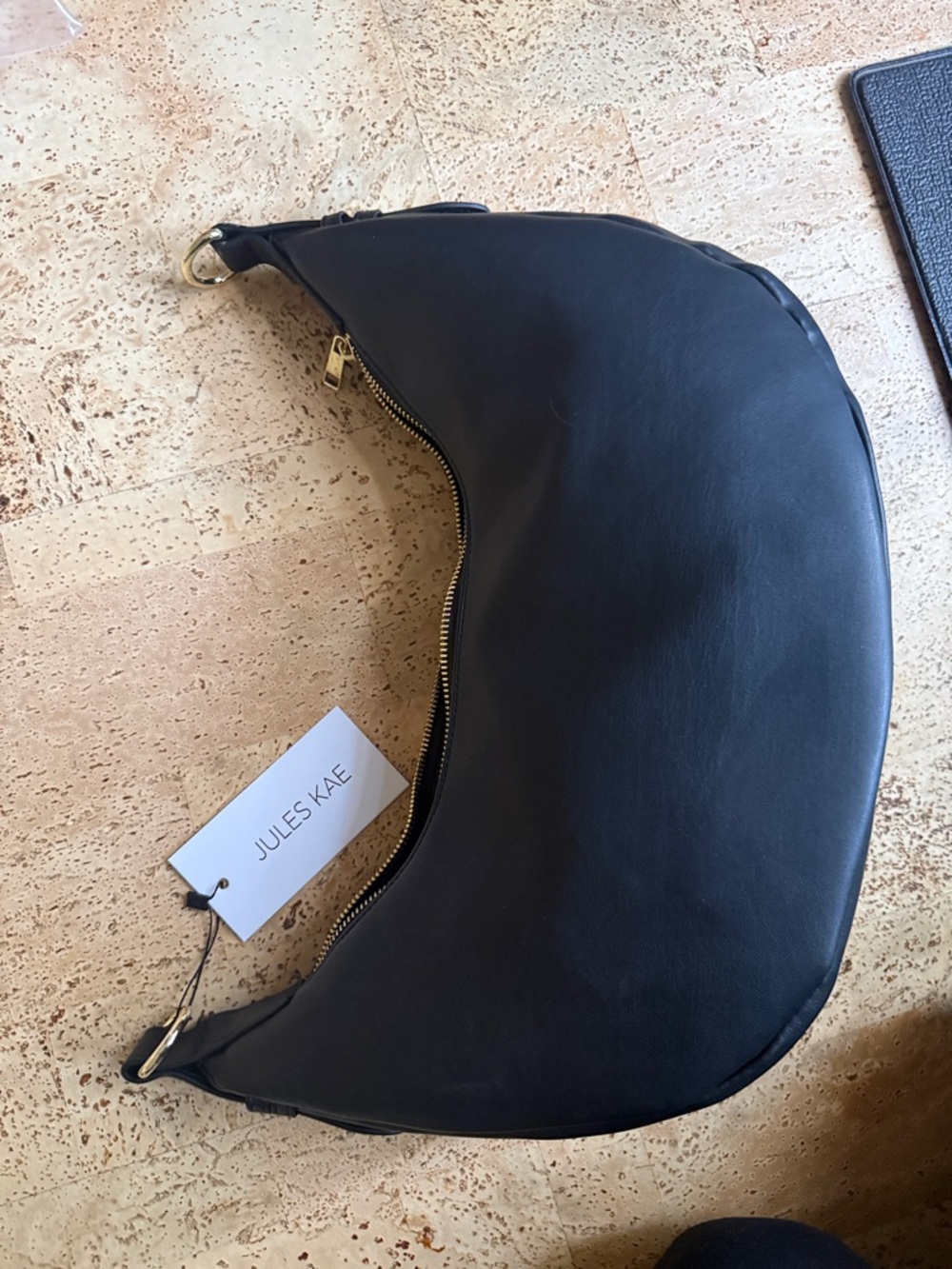 Jules Kae Black Crescent Crossbody Bag
